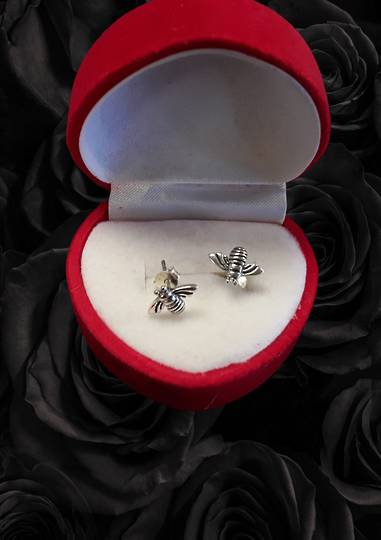 Sterling Silver Stripey Bee Studs image 0
